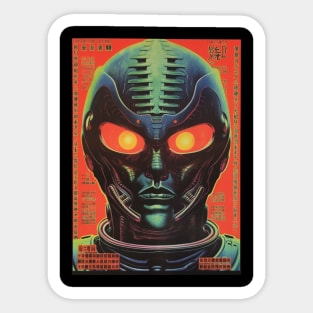 Vintage Japanese Retro Sci-Fi Alien Man Art Graphic - Nostalgic Extraterrestrial Aesthetics Sticker